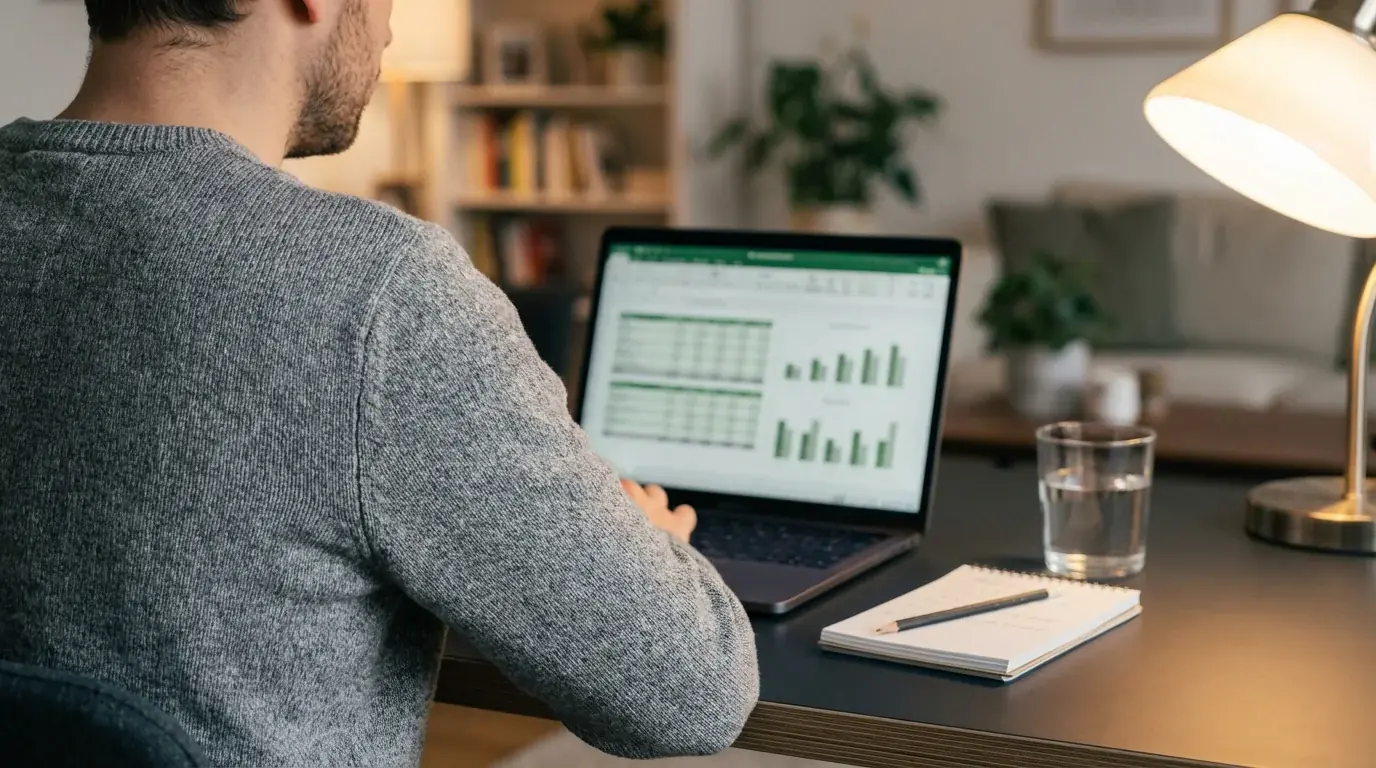 Analista a estudar odds decimais de apostas de futebol num ecrã de computador